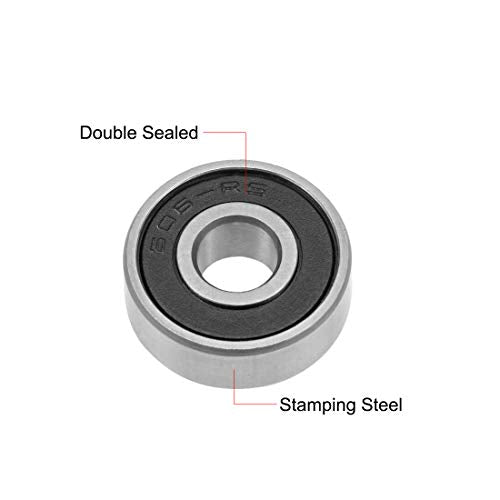 uxcell 606-2RS Deep Groove Ball Bearing 6x17x6mm Double Sealed ABEC3 5pcs - size: 6mmx17mmx6mm