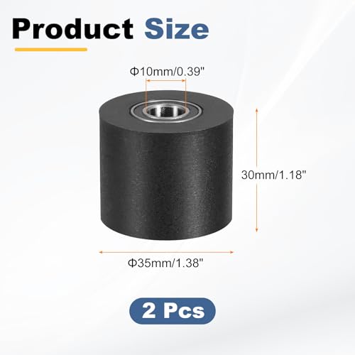 uxcell 2Pcs Plastic Roller Wheel with Bearings 3/8" x 1-3/8" x 1-3/16" - size: 3/8" x 1-3/8" x 1-3/16" (ID x OD x L)