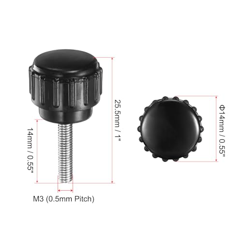 uxcell 8pcs Knurled Clamping Knobs M3 x 14mm Metric Male Thread 14mm Head - size: M3 x 14mm x 14mm