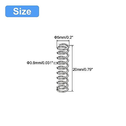 uxcell 5Pcs Compression Spring 304 Stainless Steel 5mmOD,0.8mmWD,20mmFL - size: 0.8mmx5mmx20mm