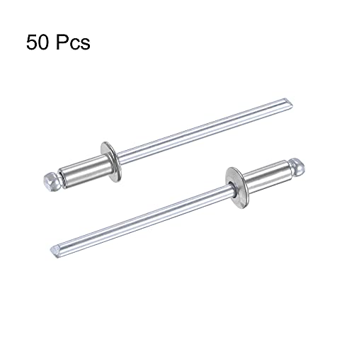 uxcell Blind Rivets 304 Stainless Steel 3.2mm Diameter 7mm Grip Length Silver 50pcs - size: 3.2mm x 7mm