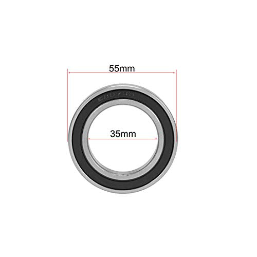 6907-2RS Ball Bearings 35x55x10mm Double Sealed Chrome Steel Z2 ABEC1 2pcs - size: 35x55x10mm