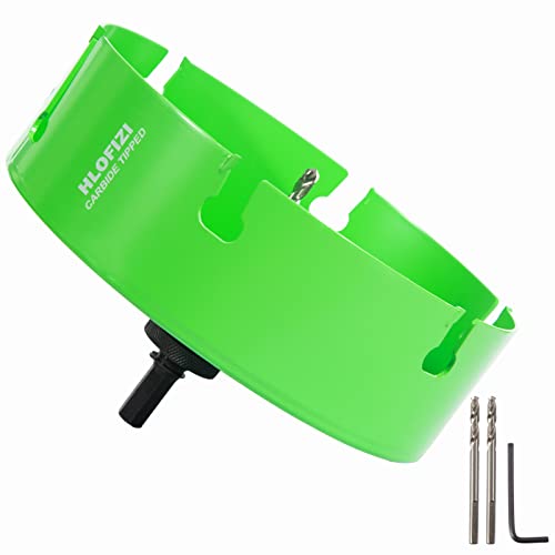8 Inch Hole Saw Carbide Tipped for Recessed Lights, Hard Wood, Drywall, Plaster Ceiling, Sheetrock, Plastic, Fiberglass, 3X Faster, Green - size: 8 In.