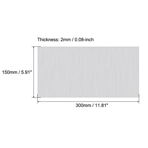 uxcell 6061 Aluminum Sheet, 300mm x 150mm Rectangle Aluminum Plate 2mm Thick Flat Metal Stock with Protective Film - size: 300mmx150mmx2mm