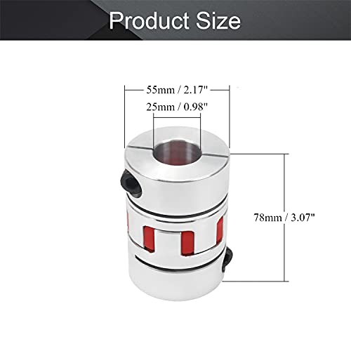 Fielect Shaft Coupling 25mm to 25mm Bore L78x55D Flexible Coupler Joint for Servo Stepped Motor - size: 25mm to 25mm Bore L78x55D