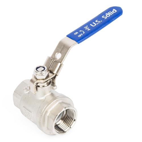 U.S. Solid 1" Lockable Ball Valve – 304 Stainless Steel, Full Port, 1000 WOG, Heavy Duty, Corrosion-Resistant, Female NPT for Water, Oil, Gas, Industrial & Home Use - size: 1 Inch