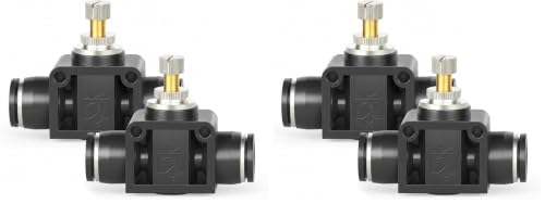 TAILONZ PNEUMATIC SCF-1/4 Air Flow Control Valve with Push-to-Connect Fitting, in-Line Speed Controller Union Straight - 1/4 Inch Tube OD x 1/4 Inch Tube OD(Pack of 2) - size: 1/4"/Black/1PCS (Pack of 2)