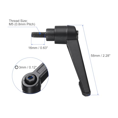 uxcell 4pcs Clamping Lever Handles, M5 x 16mm Black Oxide Carbon Steel Threaded Male Stud, Adjustable Handles Locking Quick Release Ratchet Push Button Bolt Knobs, Black - size: M5 x 16mm