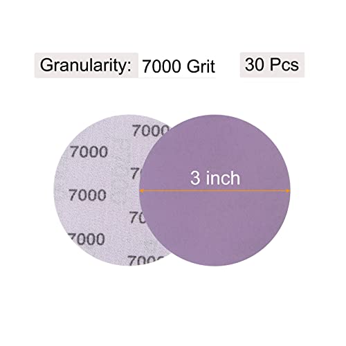 uxcell 30Pcs 3" Purple Sanding Discs 7000 Grits Hook and Loop Sand Paper - style: 7000 Grit