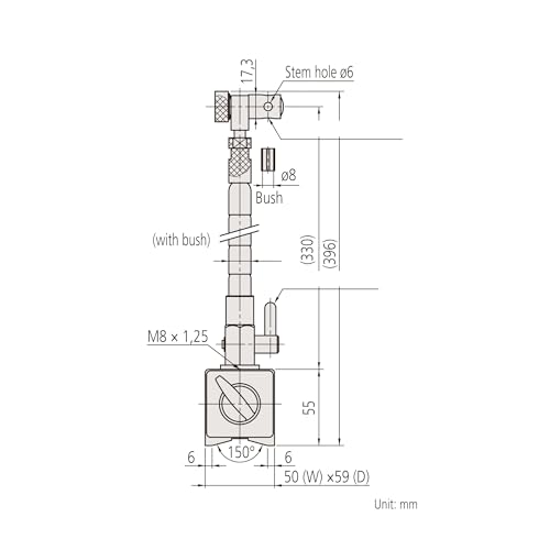 Mitutoyo 7012-10, Flexable Magnetic Base, for 3/8 and 6mm/8mm Stems, On/Off Switch, 132 Lbf Magnetic Pull - size: Magnetic Base, Flexible Post