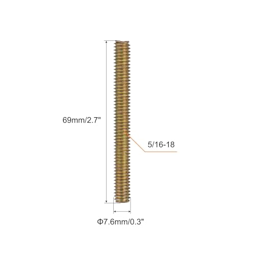 uxcell 8pcs Fully Threaded Rods 5/16x2-3/4 All Thread Studs Long Threaded Screw Carbon Steel for Furniture Garden Railing Mounting Assembly Fastening Frame Connection Colorful Zinc - size: 5/16x2-3/4"
