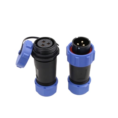 Weipu SP17 3 Pin Power Connector Aviation Circular Male Female Plug 10A, Dustproof Cap 14AWG Wire for Industrial Power Outdoor Application - size: 3 pin 10A