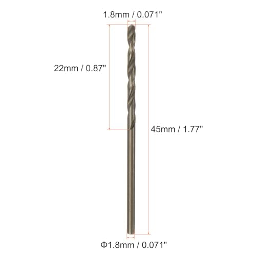 HARFINGTON 10pcs Cobalt Jobber Drill Bits 1.8mm / 0.071" M35 High Speed Steel HSS Twist Drilling Bit Tool for Stainless Steel Copper Wood Plastic and Other Hard Materials - size: 1.8mm