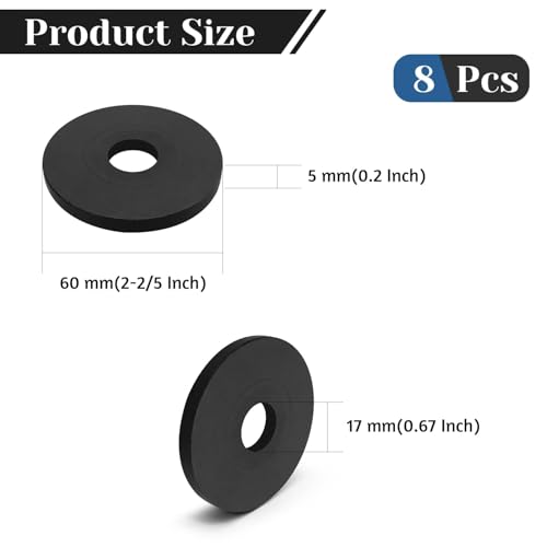 8 PCS Multi Purpose Rubber Spacer, 2-2/5" OD x 0.67" ID x 0.2" Thickness - size: 2-2/5" OD x 0.67" ID x 0.2" Thickness