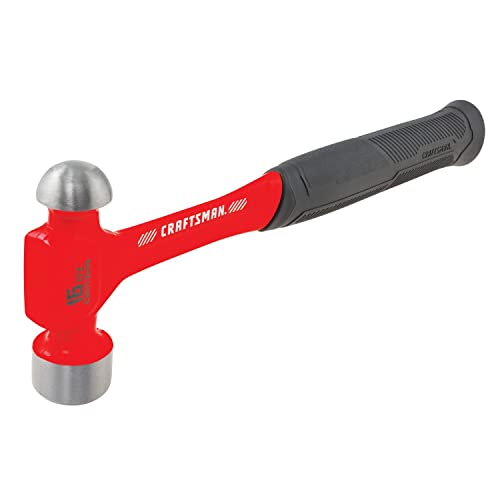 CRAFTSMAN Ball Peen Hammer 16-oz Rounded Face Steel Head Steel Rubber (CMHT54179), Red - style: 16 oz