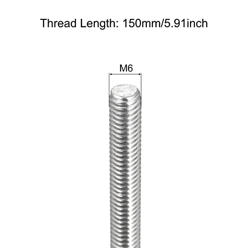 MECCANIXITY Fully Threaded Rod M6x150mm 1mm Thread Pitch Right Hand Rods - size: M6 x 150mm