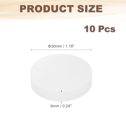 PATIKIL Solid Round Silicone Rubber Sheet, 10 Pcs 30mm OD x 6mm Thick Round Silicone Sealing Gasket Pads Bumper Pads for Home Craft Industrial Anti Vibration Slip Gasket, Translucent - size: 30mm x 6mm