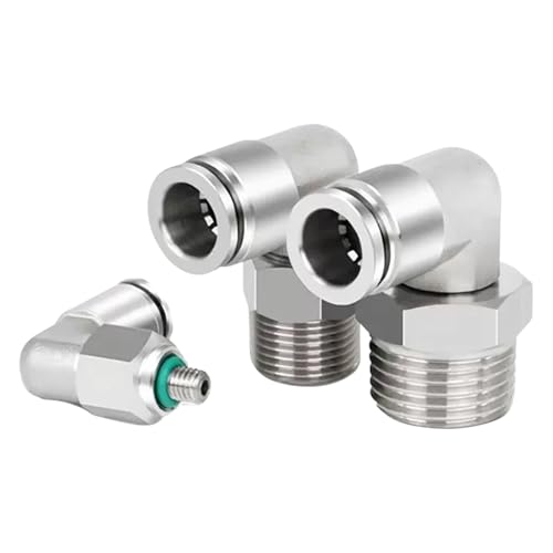 PNEUMATIC 304 Stainless Steel Male Elbow 3/8 Inch Tube OD x 1/4 Inch NPT Thread 90 Push to Connect Tube Fitting (Pack of 5) - size: 3/8"OD x 1/4"NPT