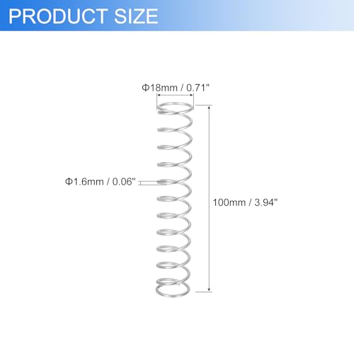 uxcell 6Pcs Compression Spring 1.6mm Wire Diameter x 18mm OD x 100mm Long