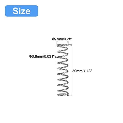 uxcell 5Pcs Compression Spring 304 Stainless Steel 7mmOD,0.8mmWD,30mmFL - size: 7x0.8x30mm