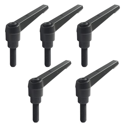 5pcs M8 x 25mm Clamping Lever Handles, 306 Stainless Steel Adjustable Locking Quick Release with Push Button Ratchet Mechanism, Black - size: M8 x 25mm