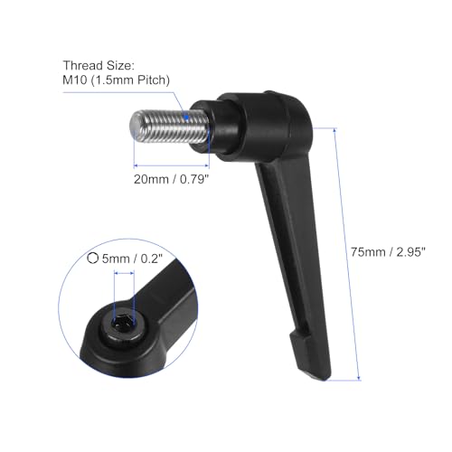 uxcell 2pcs Clamping Lever Handles, M10 x 20mm 304 Stainless Steel Threaded Male Stud, Adjustable Handles Locking Quick Release Ratchet Push Button Bolt Knobs, Black - size: M10 x 20mm