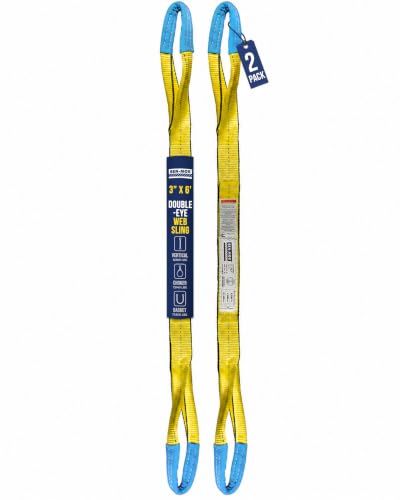 2 Pack, Eye & Eye Lifting Sling, 3”x6’, Ben-Mor - size: 3 in x 6 ft