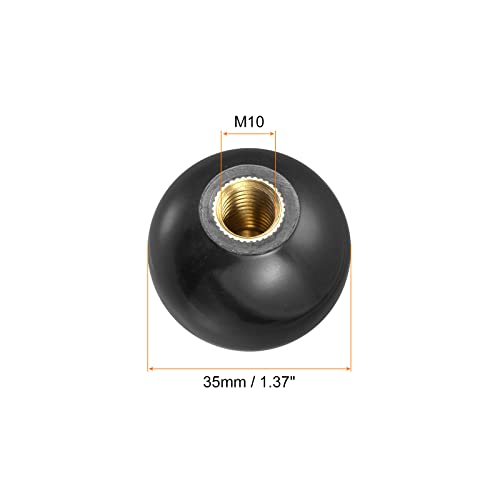 uxcell 6Pcs Threaded Ball Knobs, M10 Female Thread Thermoset Ball Knob - color: Black, size: M10x1.37''