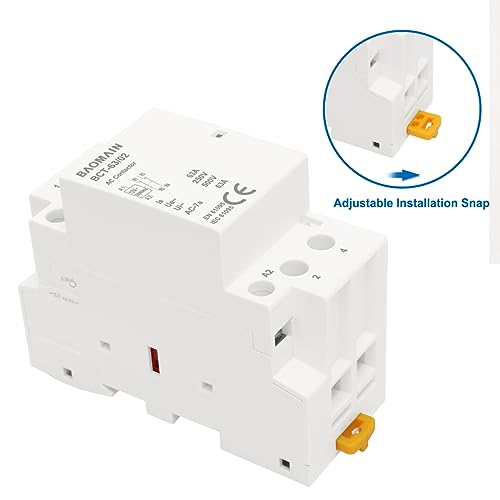 BAOMAIN 12V AC 2-Pole 63A Modular Contactor, 2NC, DIN Rail Mount