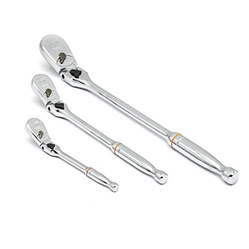 GEARWRENCH 3 Pc. 1/4", 3/8" & 1/2" Drive 90 Tooth Locking Flex Head Teardrop Ratchet Set - 81276T - style: 90 Tooth Locking Flex Head