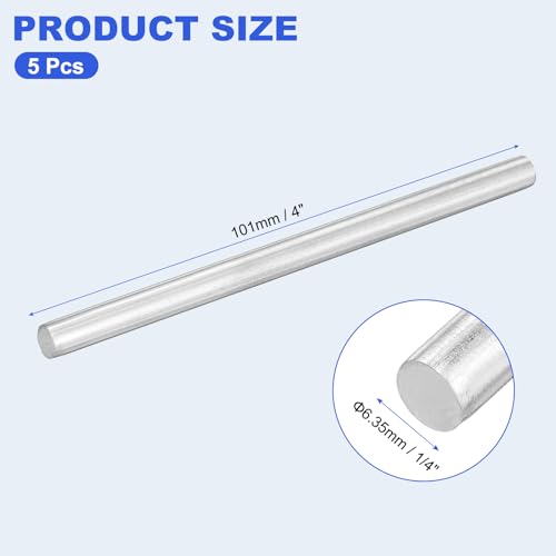 uxcell 5pcs 304 Stainless Steel Round Rods, 1/4" Dia x 4" Length Stainless Steel Metal Solid Shaft Rod Bar for Industry Use Metal Working Hobbies DIY Craft, Silver - size: 1/4" Dia x 4" Length