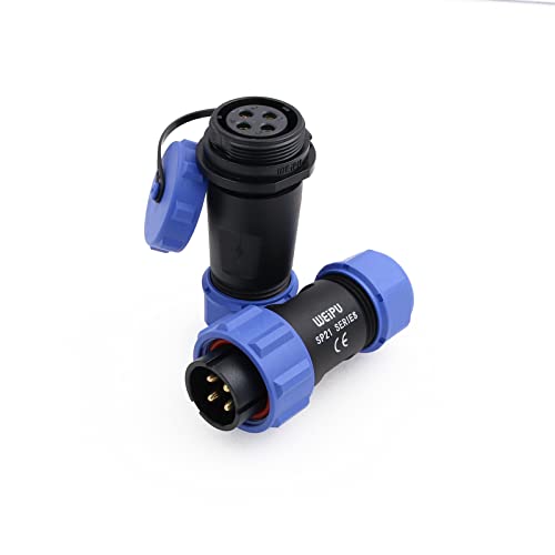 SZRMCC SP21 Waterproof Connector IP68 Circular Aviation Plug Socket in Line High Voltage Industrial Power Cable Connector for LED Lighting/Marine/Automotive Outdoor Devices (4Pin 30A) - size: 4Pin 30A