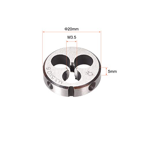 uxcell M3.5 x 0.6 Metric Round Die, Machine Thread Right Hand Threading Die, Alloy Steel Screw Thread Cutting Die - size: M3.5 x 0.6