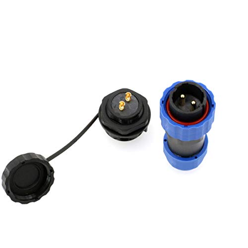 SD20 Waterproof Aviation Circular Plastic Connector for Outdoor Power System LED Lighting (2 pin, Male Plug and Female Panel Socket) - color: Male Plug and Female Panel Socket, size: 2 pin