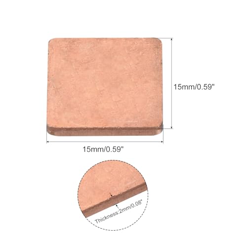 MECCANIXITY Heatsink Copper Sheet Shim, 2mm Thickness Pad with Thermal Conductive Adhesive Tape for Desktop Computer GPU CPU Cooling Patch 5 Set - size: 2mm