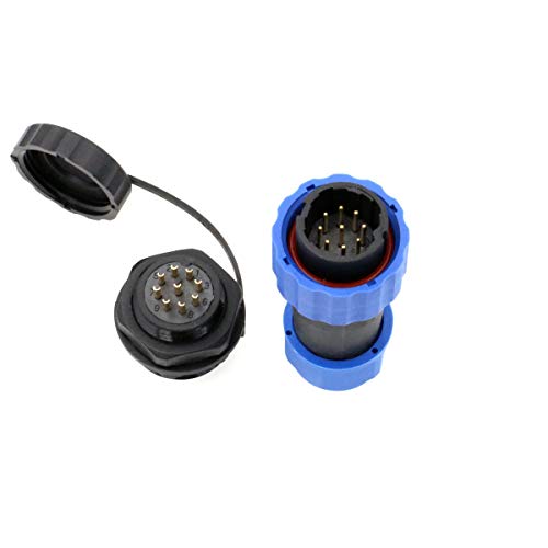 SD20 Waterproof Aviation Circular Plastic Connector for Outdoor Power System LED Lighting (9 pin, Male Plug and Female Panel Socket) - color: Male Plug and Female Panel Socket, size: 9 pin
