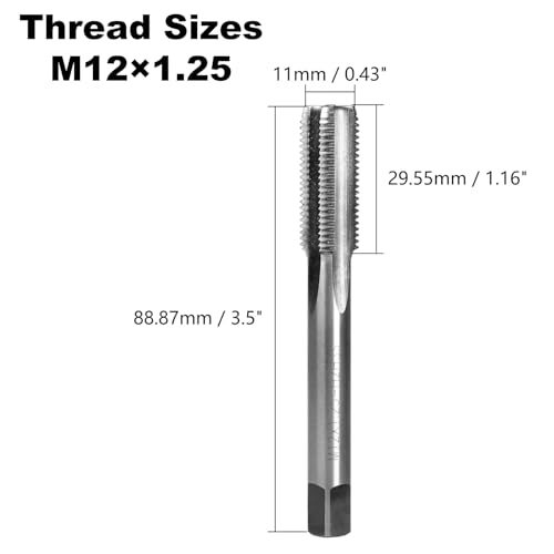 M12 x 1.25 Metric Thread Tap M12 x 1.25mm High-Speed Steel Machine Tap Right Hand Tap - size: M12 x 1.25