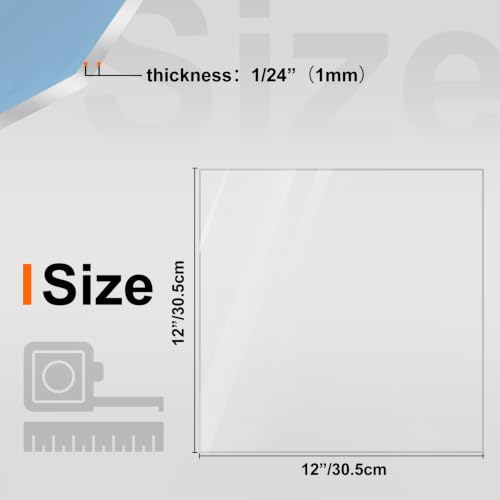 KINLINK 12x12 Plexiglass Sheets 1/24 inch Thick, 1mm Clear PET Plastic Sheet for DIY Project, Craft, Table Top, Picture Frame, Acrylic Sign and Wedding Invitation 2 Pack - size: 12 x 12, 1mm