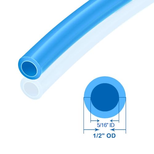 Joywayus 1/2" OD 16.4Ft Blue Pneumatic PU Air Tubing Pipe Hose 5 Meter for Fluid Transfer or Air Line - color: Blue, size: 1/2"OD