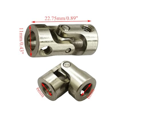 5Pcs 6mm to 6mm Universal Joint Motor Shaft Couplers, Rotatable Coupling Steering Connectors for RC Cars Boats Models DIY Airplane and Robots - size: 6mm to 6mm