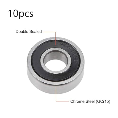 TOP-VIGOR 10Pcs R4-2RS Deep Groove Ball Bearings, Z2 1/4 Inch x 5/8 Inchx 0.196 Inch Double Sealed Industrial Bearings, Chrome Steel Skateboard Bearings for Electrical Instrument Equipment - size: R4-2RS, 1/4″x5/8″x 0.196″