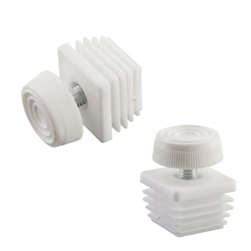 Antrader M8 Thread Adjustable Leveling Feet w 30mm Square Tube Insert,White - color: White,d30xm8, size: 30x30mm