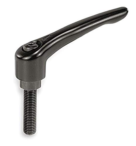 Kipp 06460-3A41X60 Zinc Adjustable Handle with 3/8-16" External Thread, Modern Design Style, Steel Components, Inch, Black Satin Powder-Coated Finish, Size 3, 60 mm Screw Length