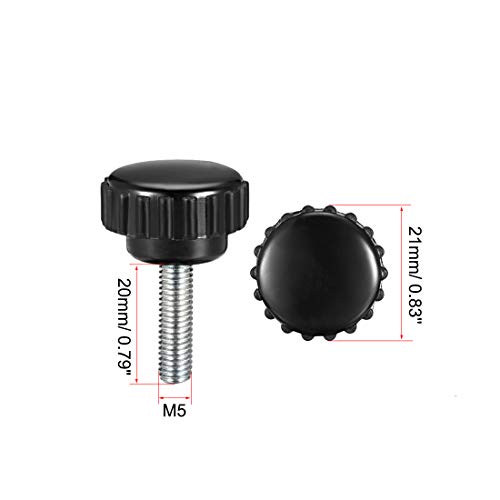 uxcell M5 x 20mm Metric Male Thread Knurled Clamping Knobs Black 8 Pcs - size: M5 x 20