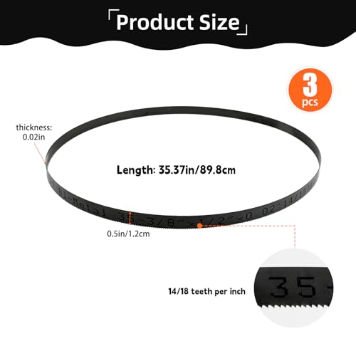 35-3/8 Inch Bandsaw Blades 14/18 TPI for Milwaukee Portable Band Saw Blade and 2829-20 Compact Portable Band Saw, 35-3/8" x 1/2" x 0.02" 14/18 TPI, 3 Pack - size: 35-3/8" x 1/2" x 0.02", 14/18 TPI, 3 Pack