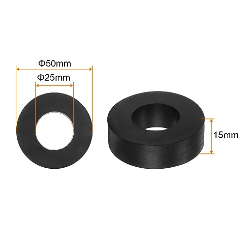 HARFINGTON 8pcs Rubber Spacer 2 Inch OD 1 Inch ID 0.6 Inch Thick Neoprene Round Anti Vibration Isolation Pads Isolator Rubber Washers Bushings for Home Cars Boat Accessories, Black - size: 25mm x 50mm x 15mm