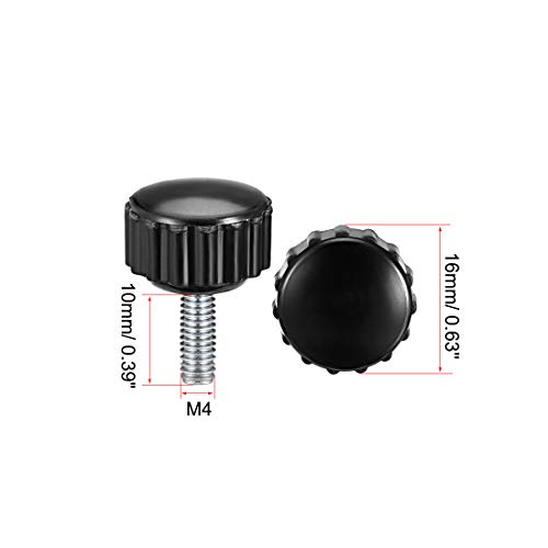 uxcell M4 x 10mm Metric Male Thread Knurled Clamping Knobs Grip Thumb Screw on Type Plastic Threaded Hand Bolt Knobs Black 12 Pcs - size: M4 x 10