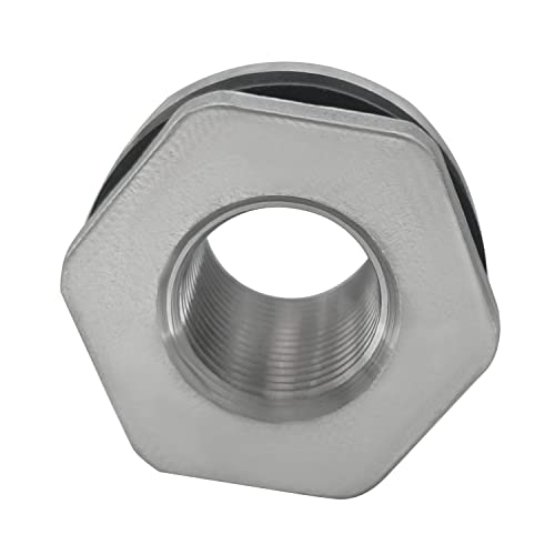 304 Stainless Steel Bulkhead Water Tank Fitting 1/2" Female Thread Compression Bulkhead Adapter Thru-bulk Connector with Gasket for Bathtub and Sink 2PCS - size: 1/2 inch