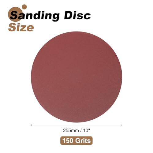 uxcell 12pcs 10-Inch PSA Sanding Discs, 150 Grits Aluminum Oxide Self Adhesive Stick Back Sandpapers, No-Hole Round Wet/Dry Sander Papers, Sand Auto Car Paint, Wood, Metal - size: 150 Grits
