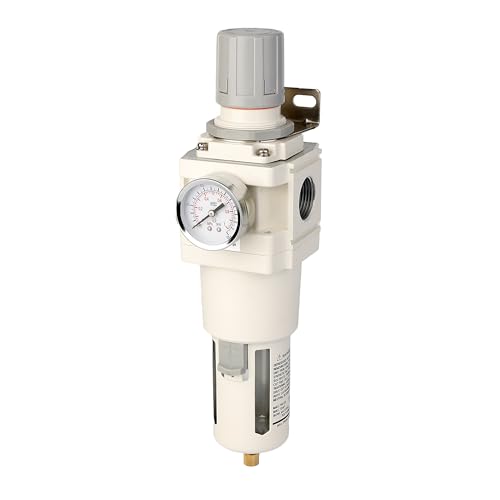 CG WEITENG 1" NPT Compressed Air Filter Regulator Combo, 5 Micron Brass Filter, Semi-Auto Drain, Polycarbonate Bowl ,0-150 PSI Gauge,for Industrial Pneumatic Air Compressors